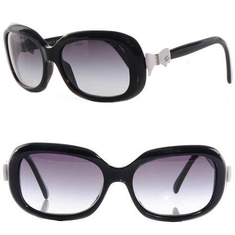 chanel black sunglasses with white bows